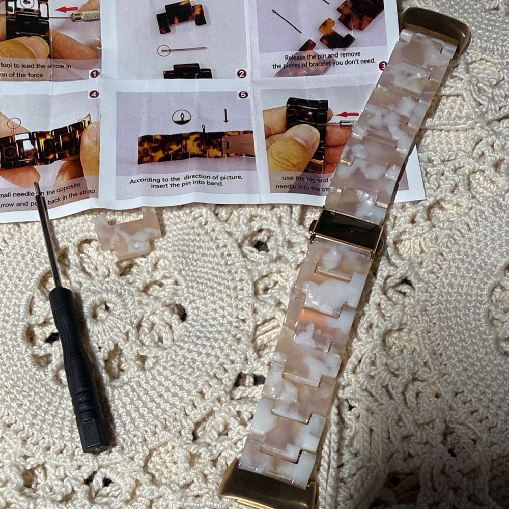 Tortoise Shell Watch Band with Gold Accents